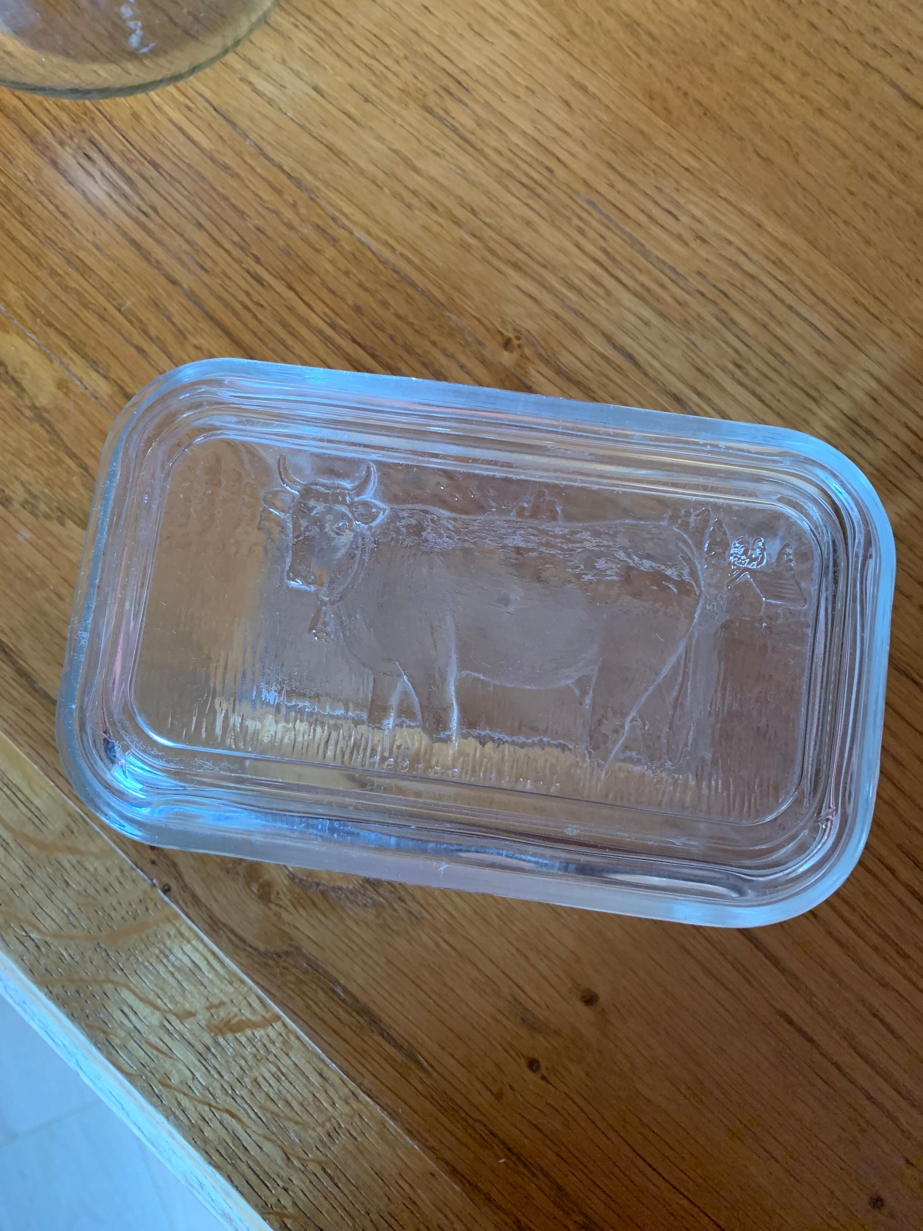 Glass butter dish