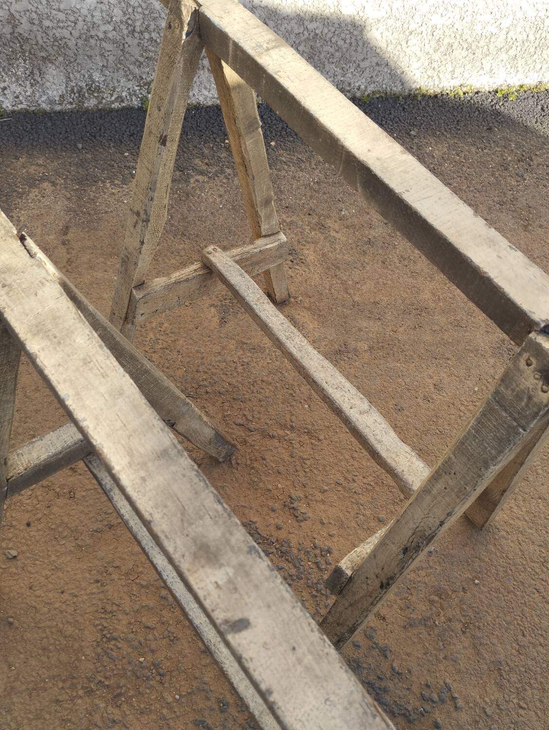 Pair of old wooden trestles