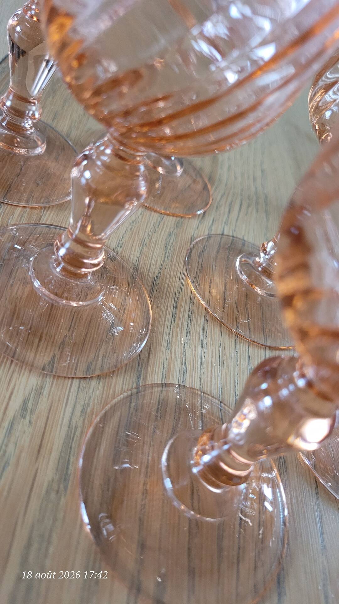 6 verres à pied vintage Rosaline