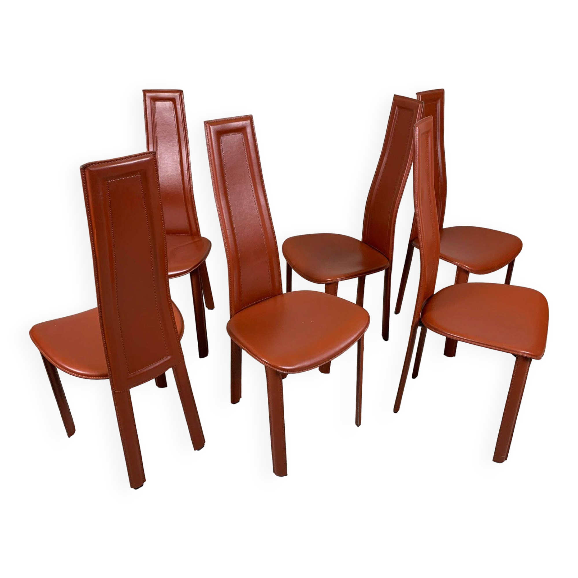 Set Of 6 High Back Dining Room Chairs By Arper