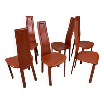 Ensemble de 6 chaises de salle à manger à dossier haut par Arper