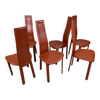Set Of 6 High Back Dining Room Chairs By Arper