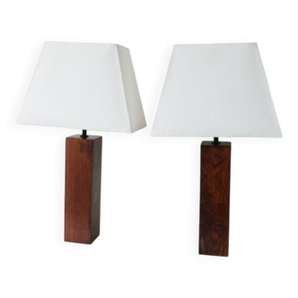 Pair of Mid Century solid wood table lamps - 1970s