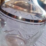 Blown glass decanter, engraved and chiselled. Made in France.