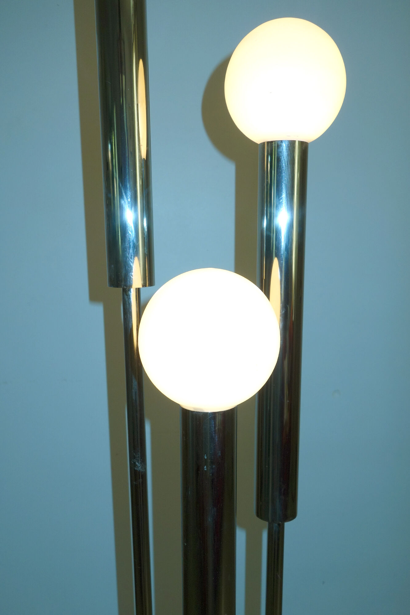 Space Age floor lamp vntage glass and chromed metal, 1970s
