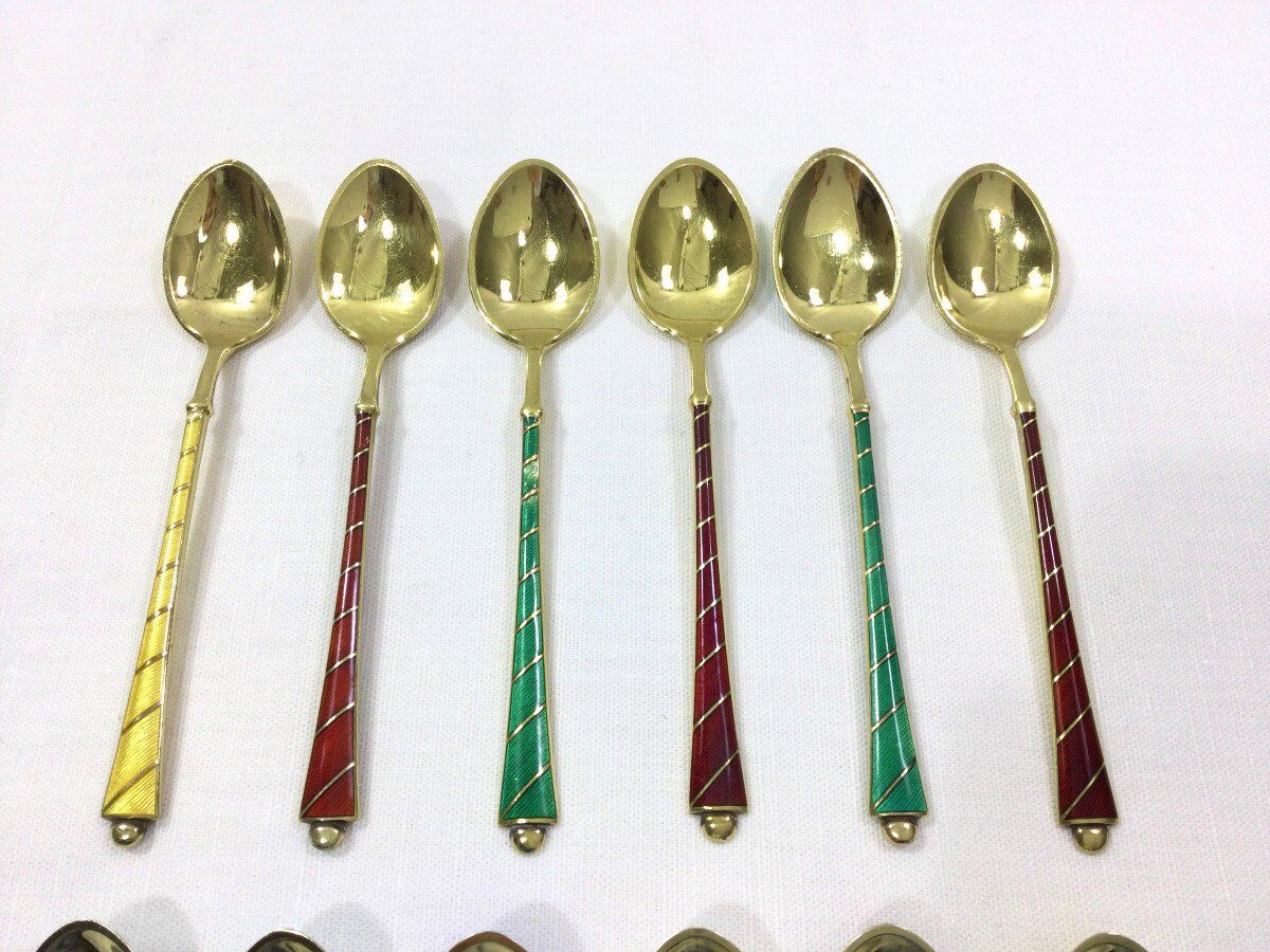 Denmark - Enamelled Moka Vermeil Spoons