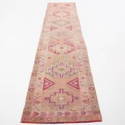 3x12 Rug For Kitchen Pale Red Pink Turkish Vintage Runner Rug 85x367Cm