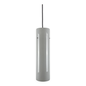 White glass cylindrical pendant by Glashütte Limburg, 1970.
