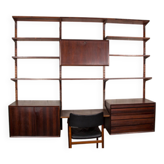 Grande étagère modulable Danoise en Palissandre par Poul Cadovius 1960.