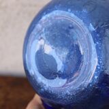 Large blue bubble blown pitcher
