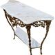 Console and mirror set in brass, Louis XV Rococo style.