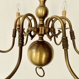 Vintage 6 Arm Brass Dutch Chandelier