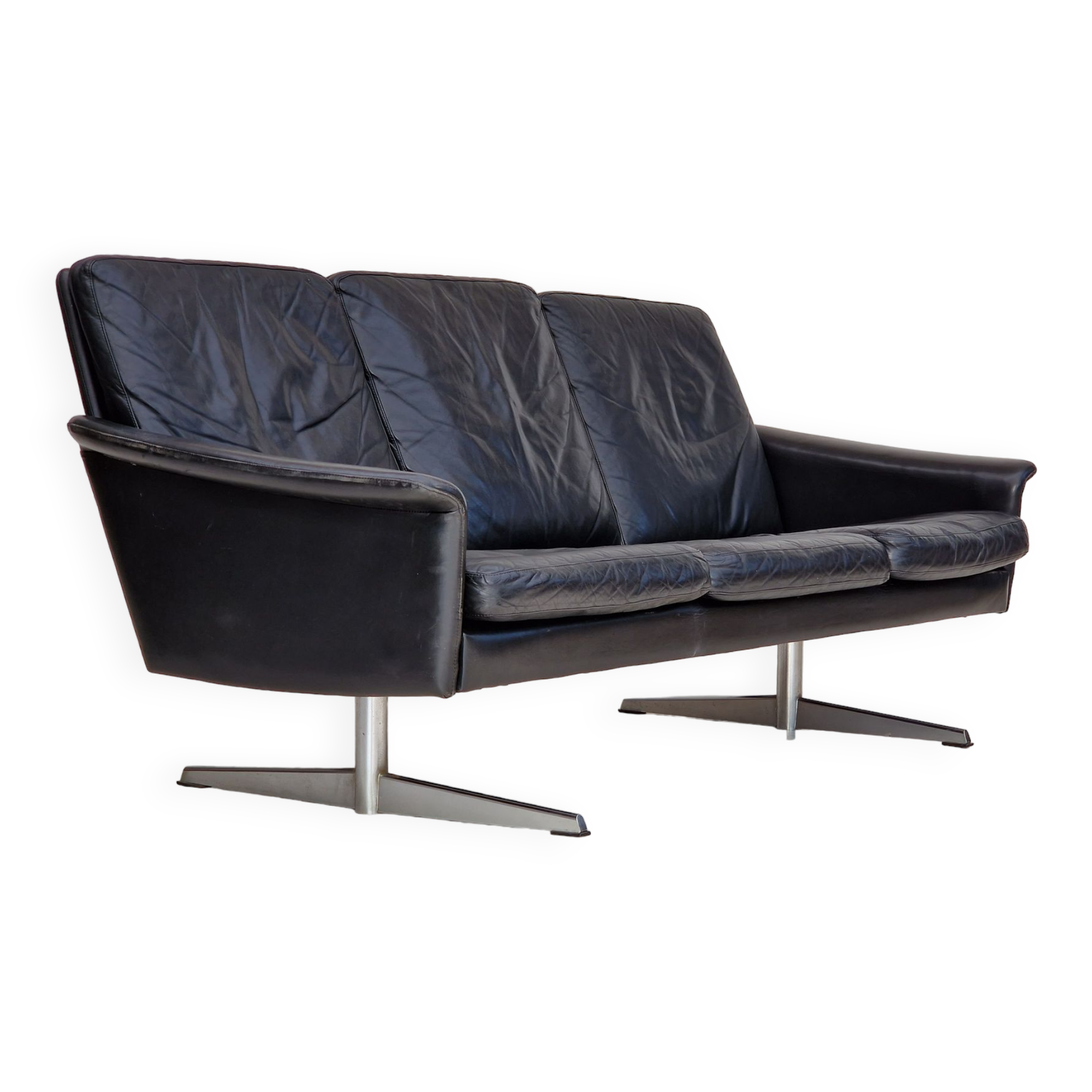 1970s, Danish design by Georg Thams for Vejen Møbelfabrik, 3 seater sofa, leather.
