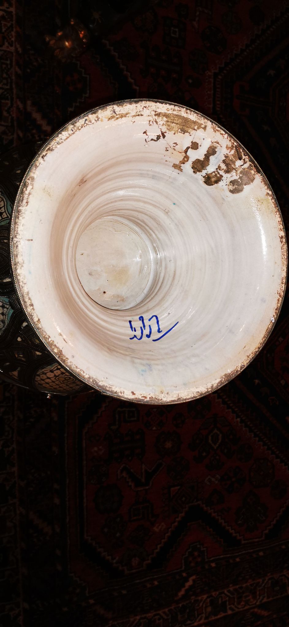 Vase potiche  en ceramique et argent orientaliste Maroc