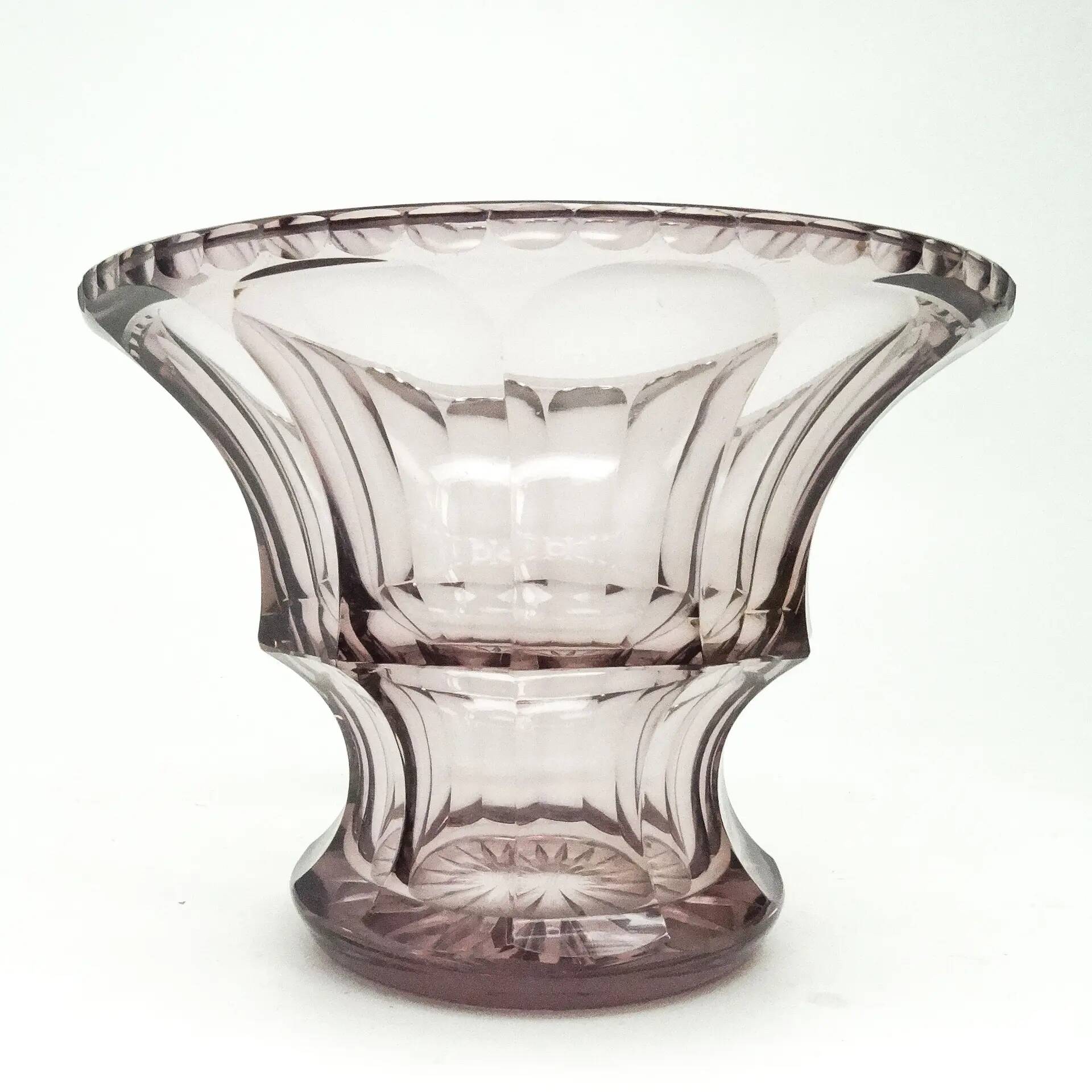 Art Deco vase, crystal, designed by J. Hoffmann, Bohemia, Czechoslovakia, 1930s