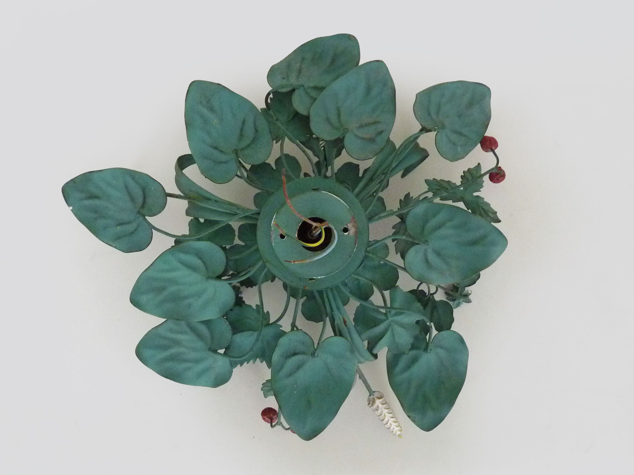 Ceiling lamp or wall lamp with painted metal foliage, ear of wheat. Year 70 80