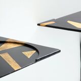 Pair of brutalist wrought iron consoles by Argueyrolles 1990