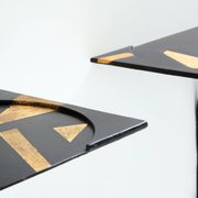 Pair of brutalist wrought iron consoles by Argueyrolles 1990