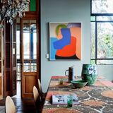 Blue orange abstract art "abandonment to the other"