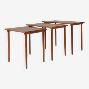 Ensemble de 3 tables gigognes scandinaves en bois de teck, Danemark, 1960