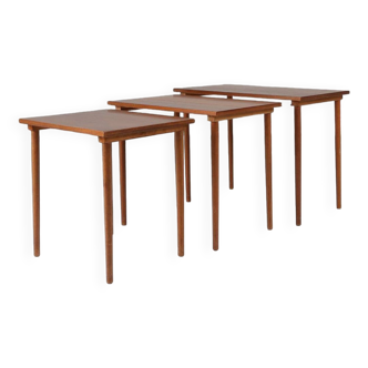 Ensemble de 3 tables gigognes scandinaves en bois de teck, Danemark, 1960