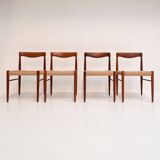 Refurbished set of 4 papercord chairs by H. Klein for Bramin, 1960s