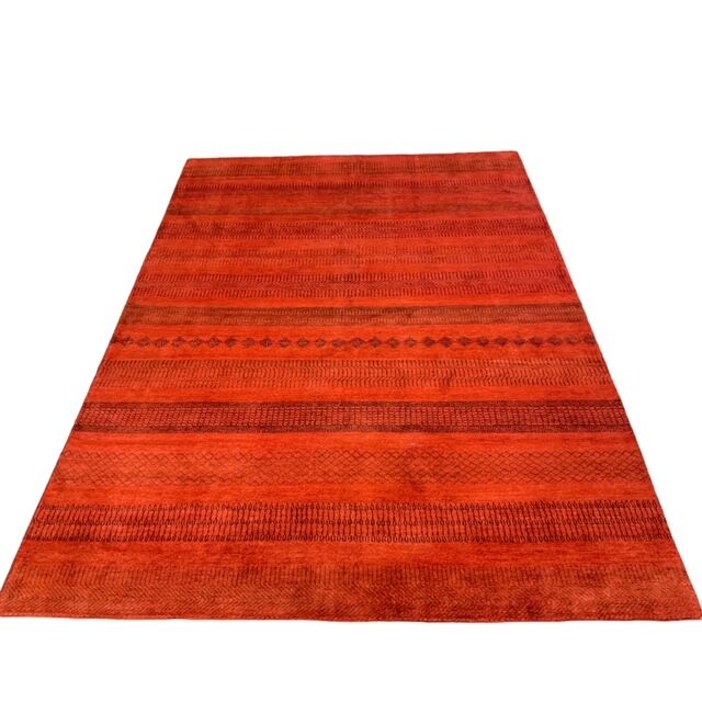 Orange carpet with stripes