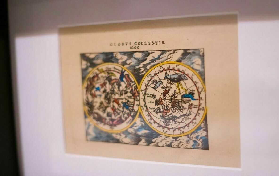 Engraving latin celestial map 1600