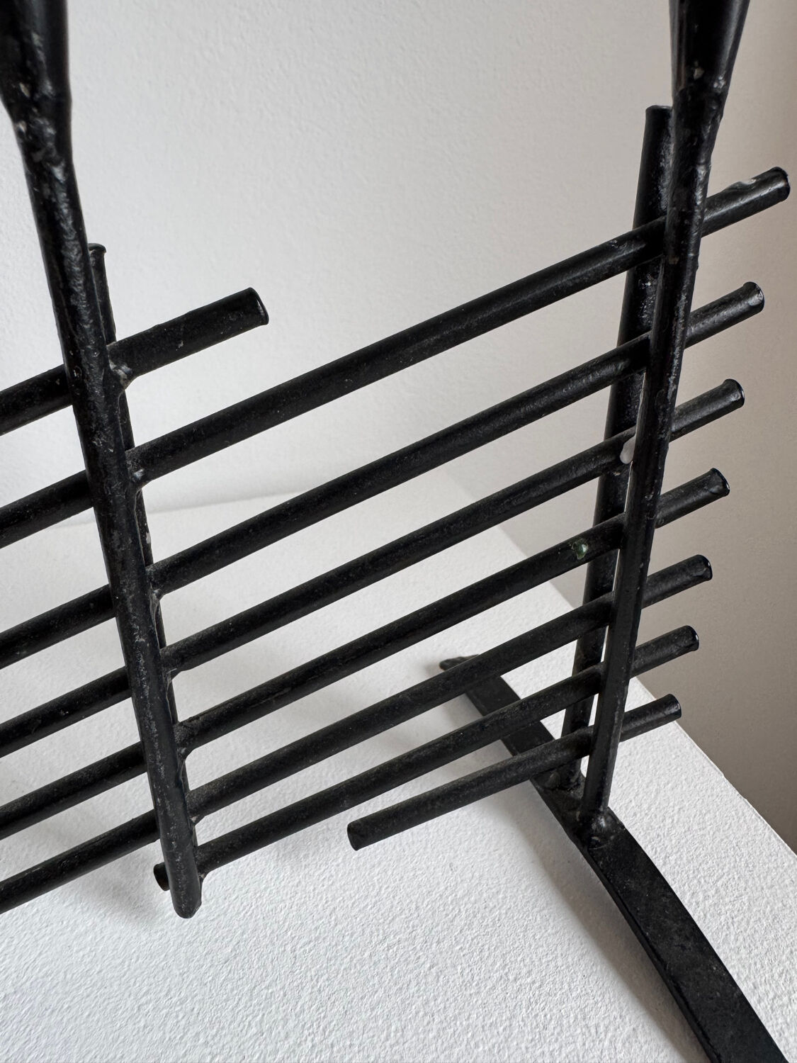 Vintage brutalist candelabrum in black metal