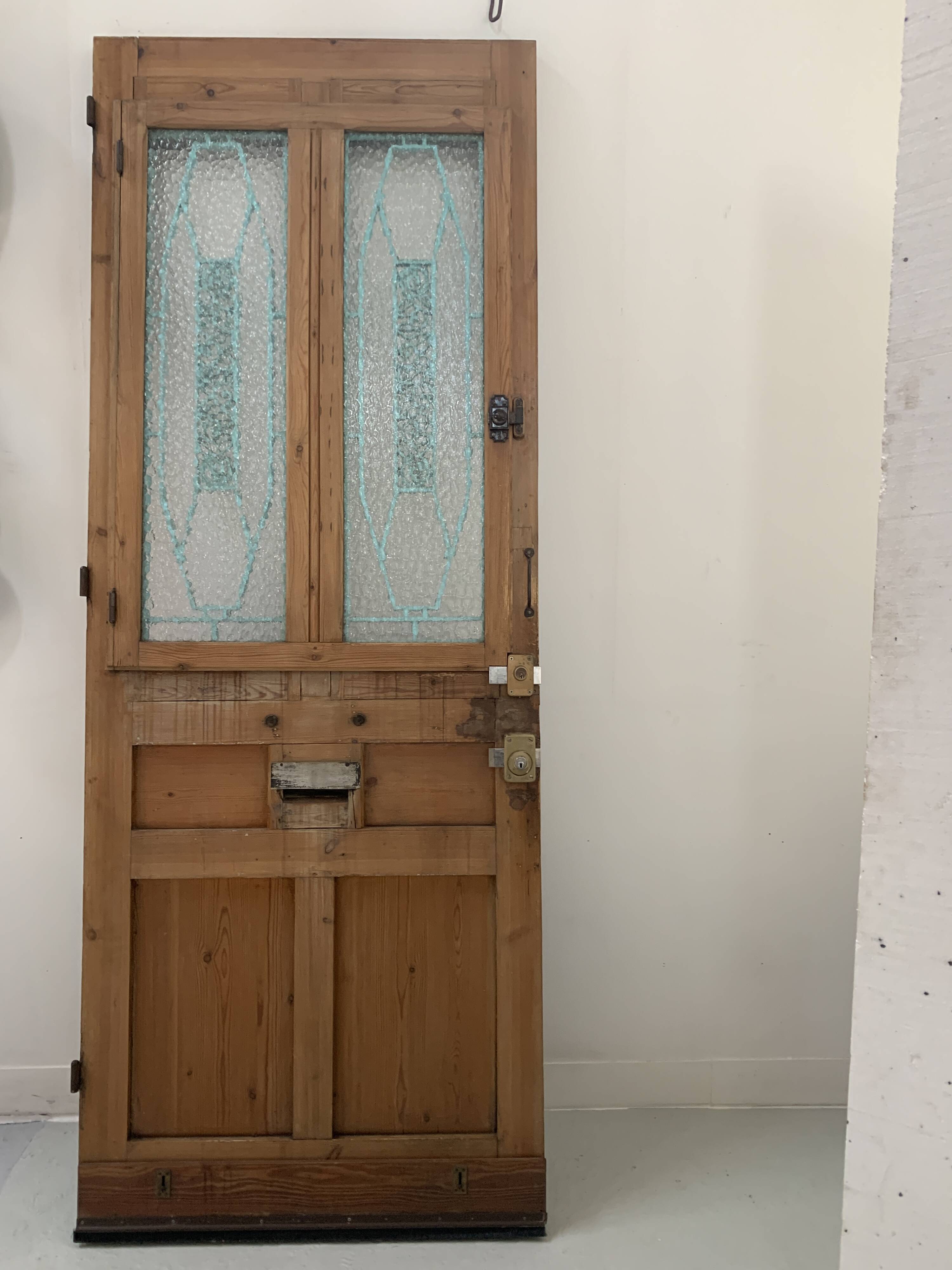 Art Deco style entrance door in solid wood, 20th century