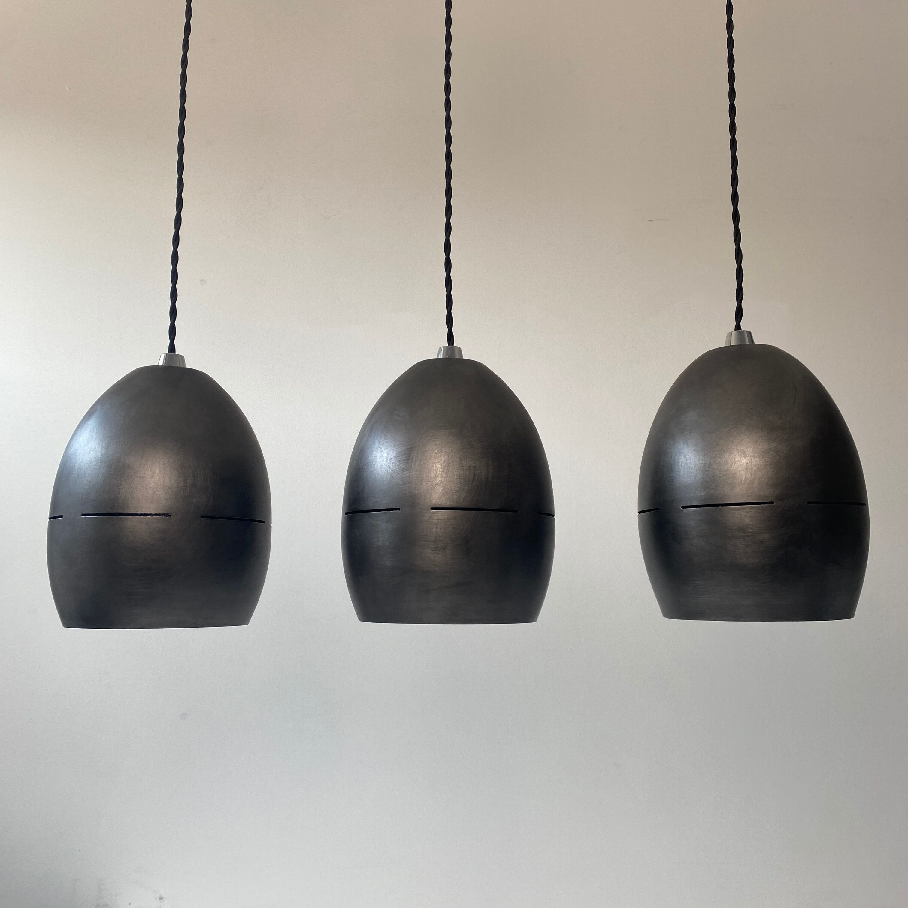 Lot 3 old metal pendant lamps 1970 vintage
