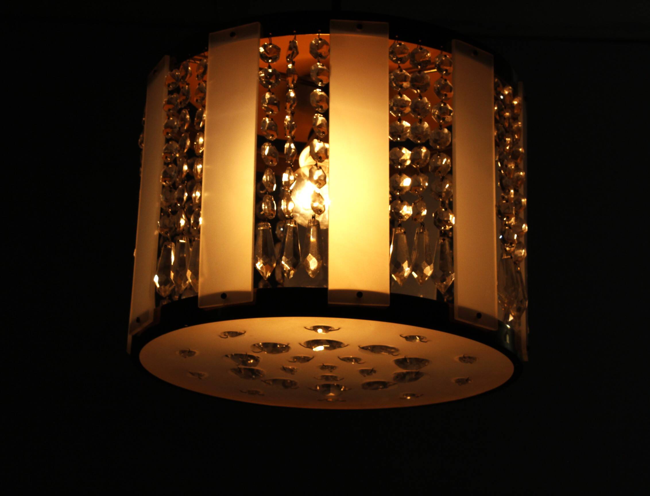 Crystal Glass and Brass Pendant by Jablonecké Sklárny