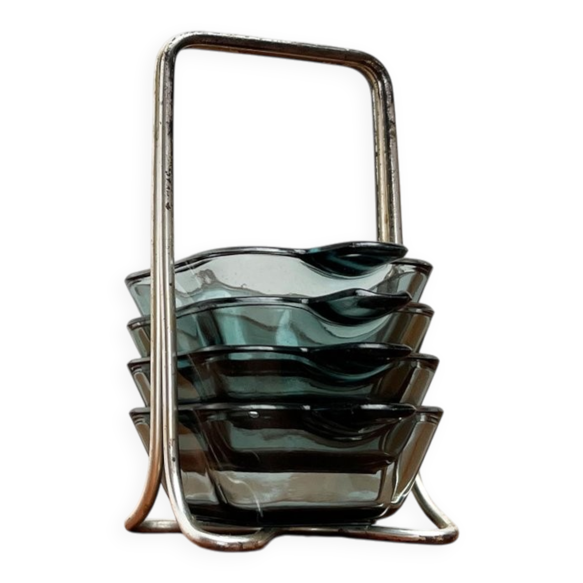 Stackable German ashtrays from the mid-century by Wilhelm Wagenfeld for WMF, 1960s, set of 5.