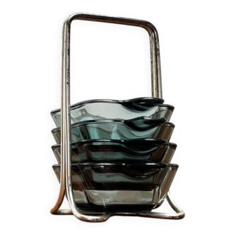 Stackable German ashtrays from the mid-century by Wilhelm Wagenfeld for WMF, 1960s, set of 5.