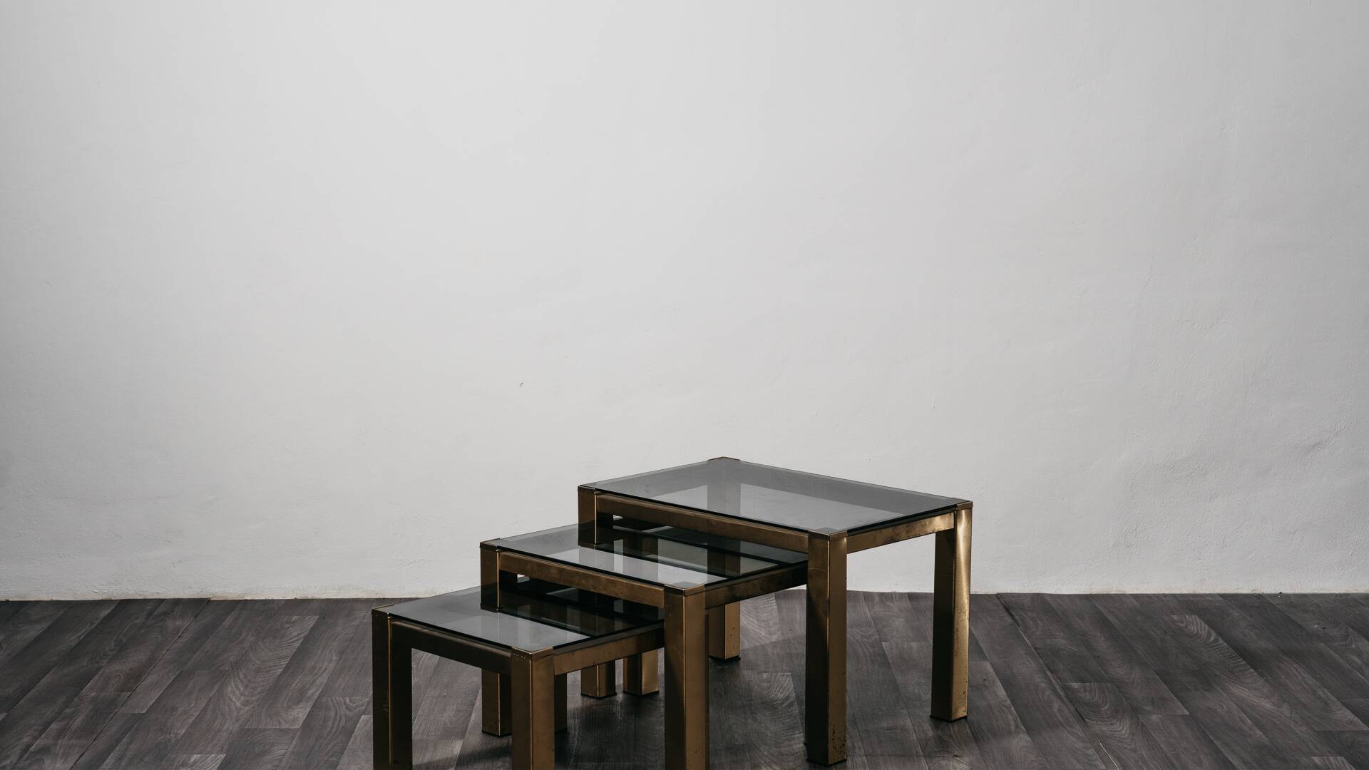 Tris tavoli Bassi Da Caffè ottone Hollywood Regency 1970 Design Modern