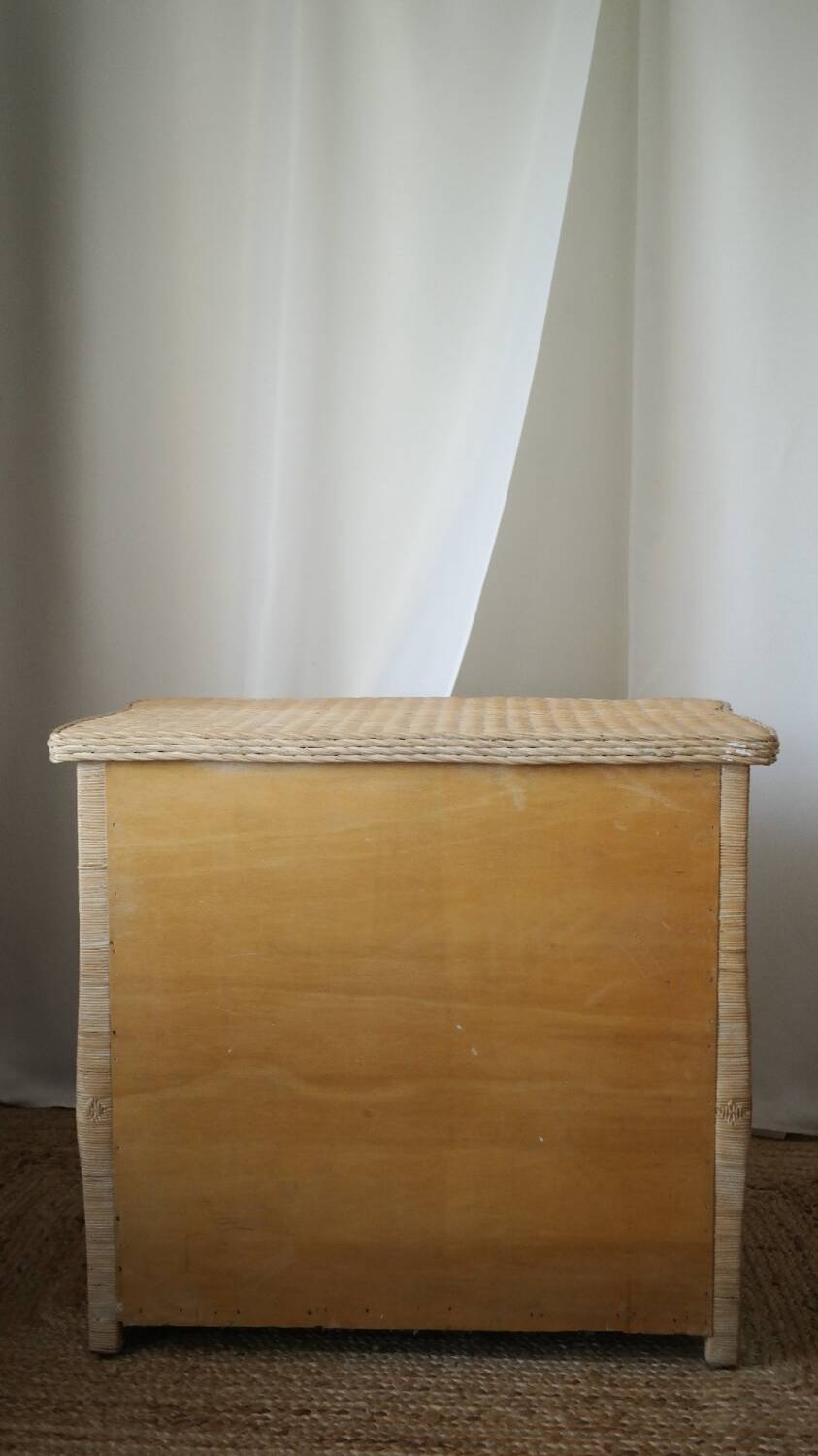 Commode en osier beige vintage