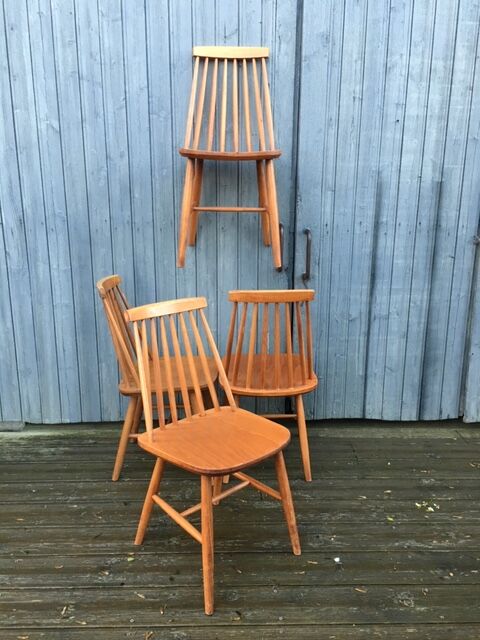 Vintage Scandinavian blond beech chairs.