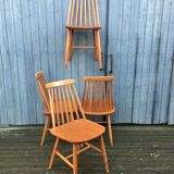 Vintage Scandinavian blond beech chairs.