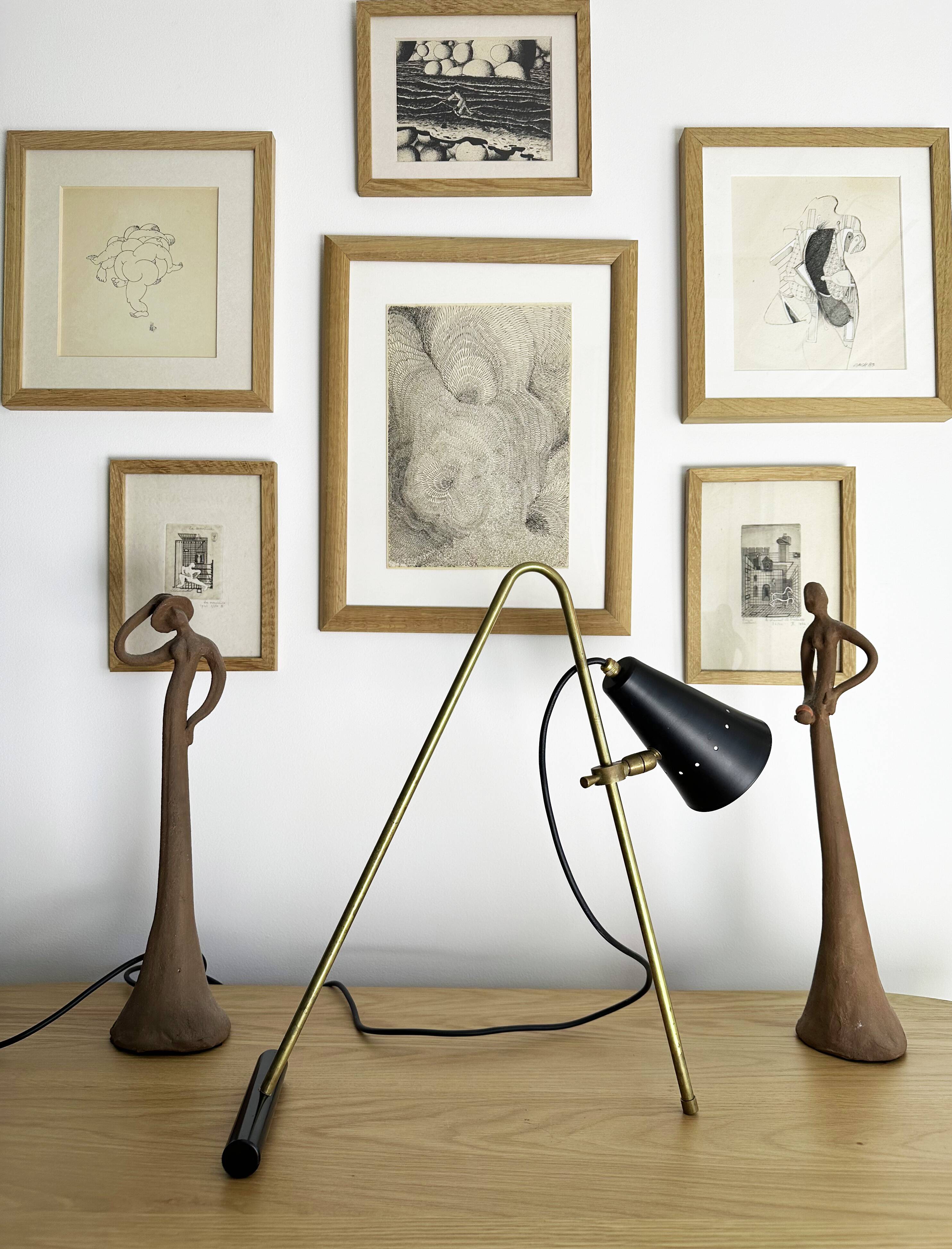 Large and beautiful adjustable bipod lamp, 1950s design