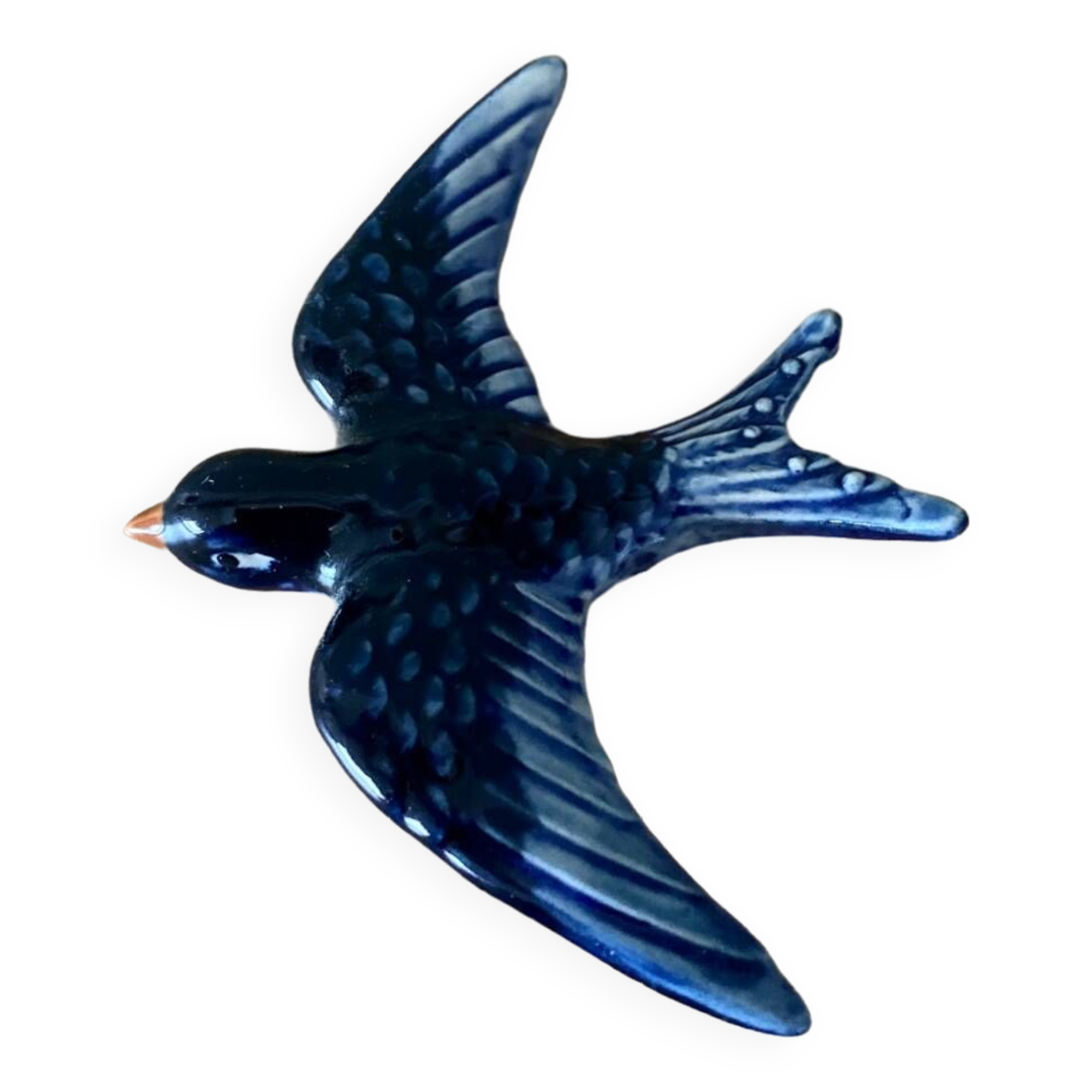 Vintage wall swallow in blue ceramic