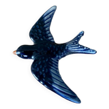 Vintage wall swallow in blue ceramic