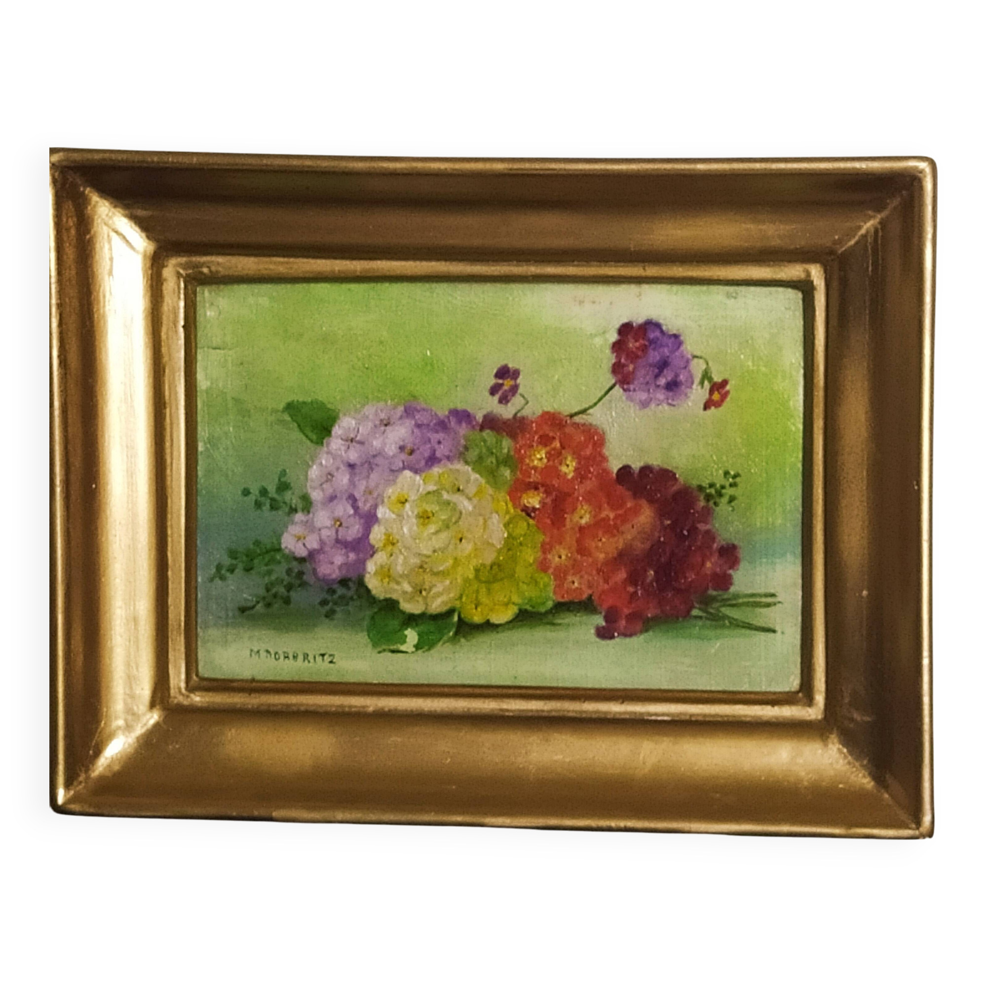 oil on panel bouquet of flowers signed Marguerite Dorbritz