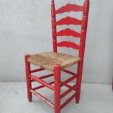 2 vintage red straw chairs