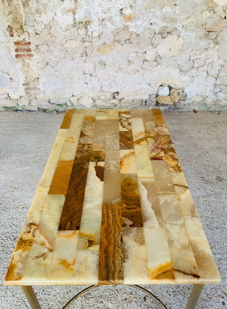 Vintage coffee table in marble and onyx circa 60/70