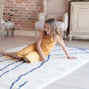 Tapis berbère Beni Ouarain blanc bleu