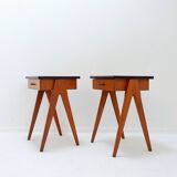 Pair of vintage compass legs bedside tables - circa 1960