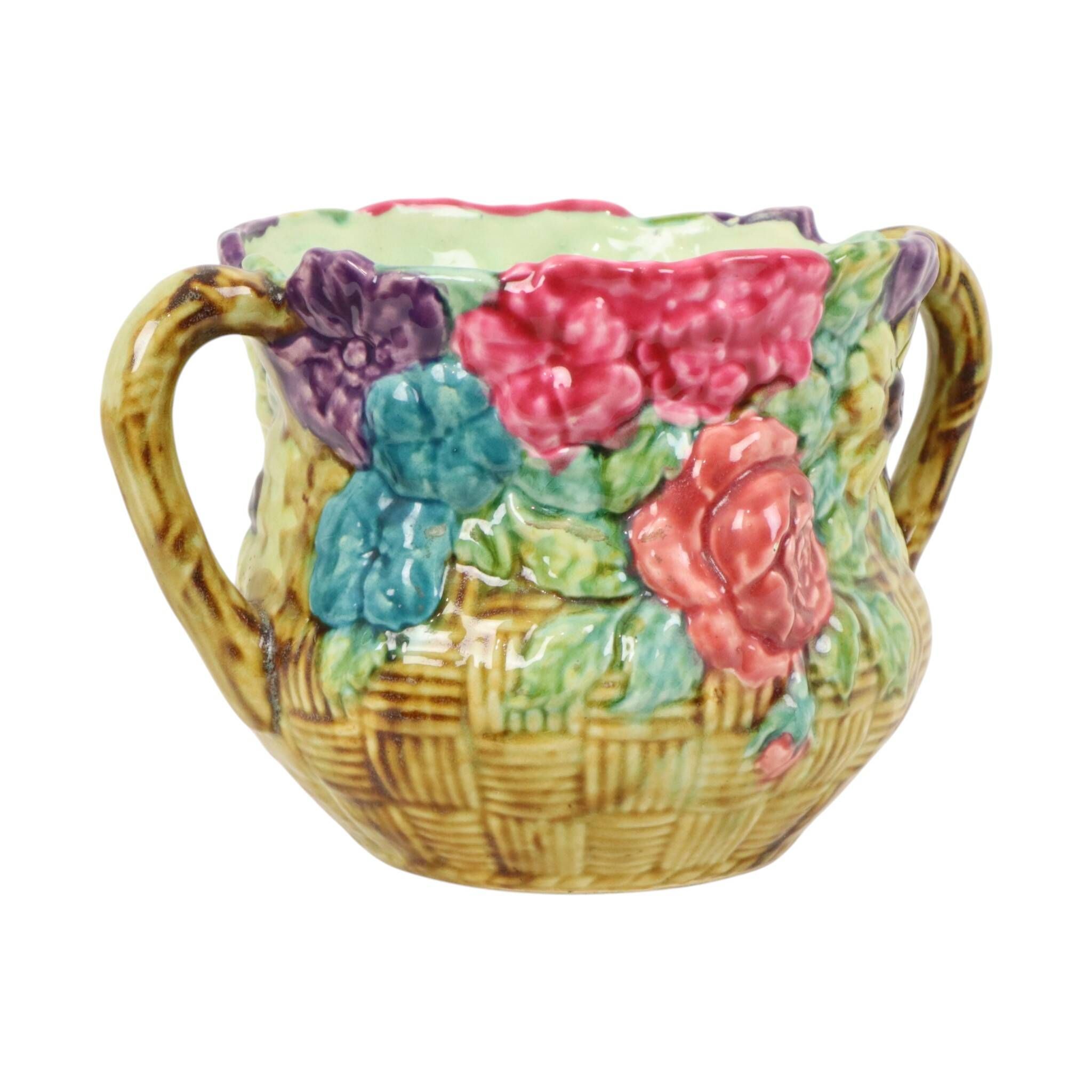 Colorful Art Nouveau Majolica Flowerpot / Cache-pot France
