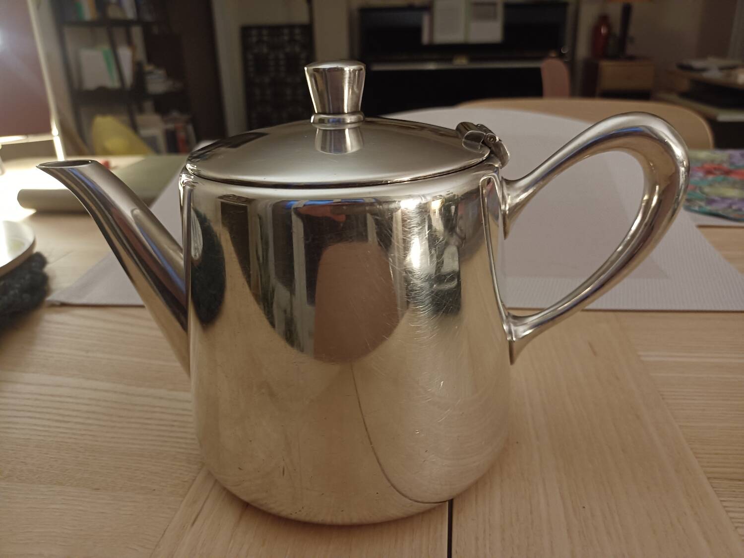 Silver metal teapot