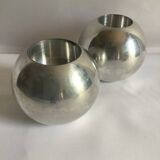 2 vintage aluminum spherical candle holders model Nässjö