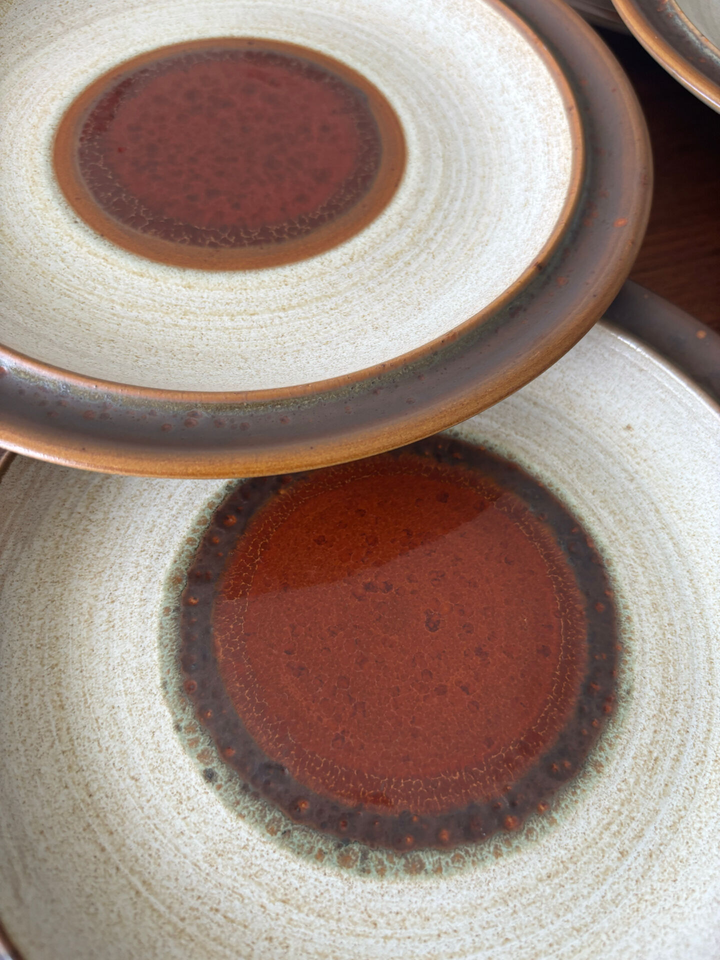 Lot of 6 vintage Denby England dessert plates – Brown glazed stoneware and